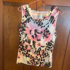 Peter Nygard Small Pink Floral and Leopard Tank Top